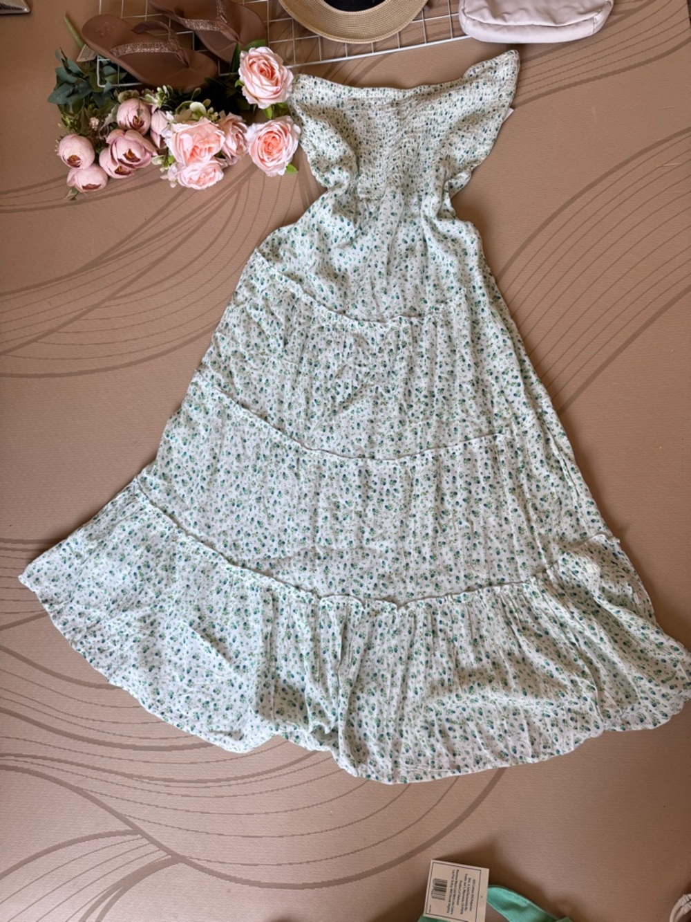 Hot Kiss Mint Green Floral Smocked Maxi Dress
